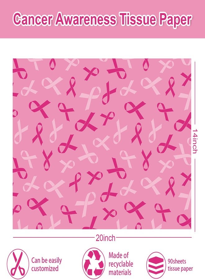 وولاين ورق تغليف هدايا من والين، 90 ورقة، بنقشة الشريط الوردي، للتوعية بسرطان الثدي، متوفر باللونين الأسود والوردي والأبيض، مناسب للأعمال اليدوية، للنساء والفتيات، ولحفلات شهر سرطان الثدي الخيرية، مقاس 14 × 20 بوصة - Image 2